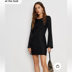 Reformation Pike Satin Dress in Black, Size XS, Great Condition!